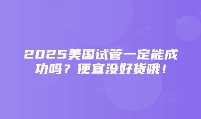 2025美国试管一定能成功吗？便宜没好货哦！