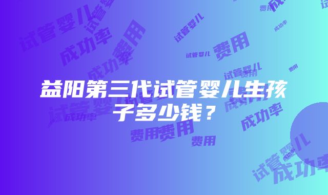 益阳第三代试管婴儿生孩子多少钱？