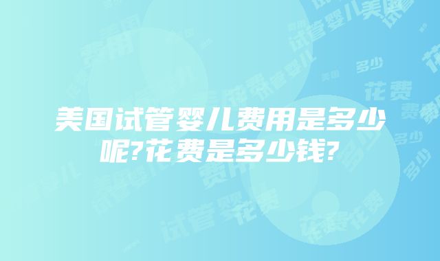 美国试管婴儿费用是多少呢?花费是多少钱?