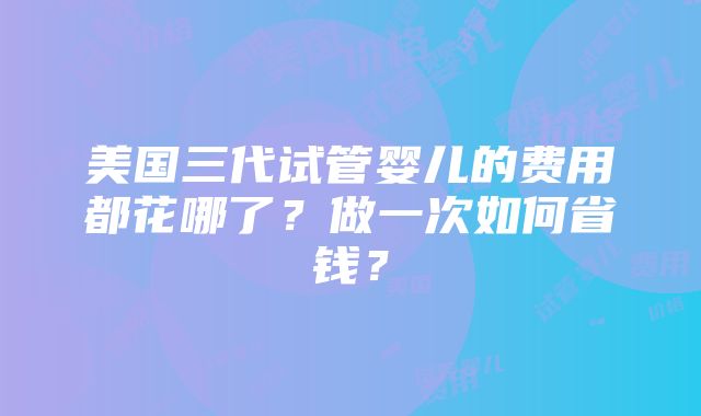 美国三代试管婴儿的费用都花哪了？做一次如何省钱？