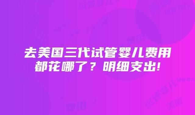 去美国三代试管婴儿费用都花哪了？明细支出!