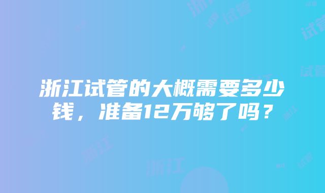 浙江试管的大概需要多少钱，准备12万够了吗？