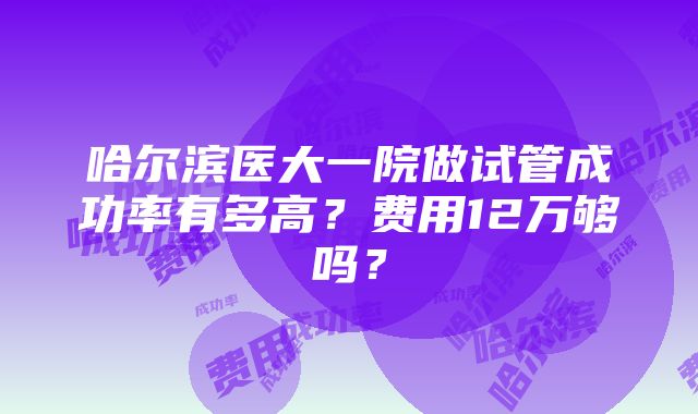 哈尔滨医大一院做试管成功率有多高？费用12万够吗？