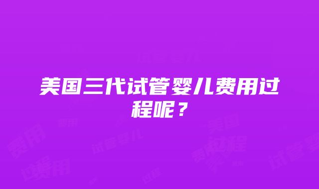 美国三代试管婴儿费用过程呢？