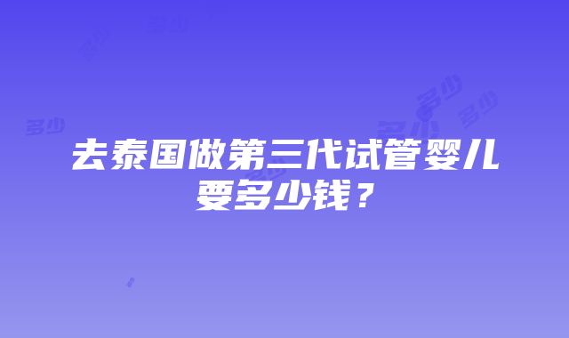 去泰国做第三代试管婴儿要多少钱？