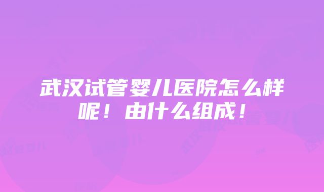 武汉试管婴儿医院怎么样呢！由什么组成！