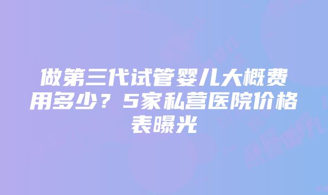 做第三代试管婴儿大概费用多少？5家私营医院价格表曝光