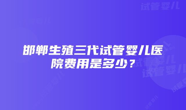 邯郸生殖三代试管婴儿医院费用是多少？