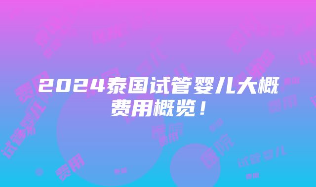 2024泰国试管婴儿大概费用概览！