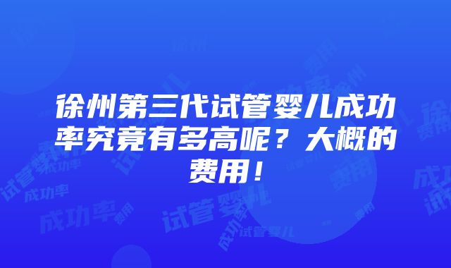 徐州第三代试管婴儿成功率究竟有多高呢？大概的费用！