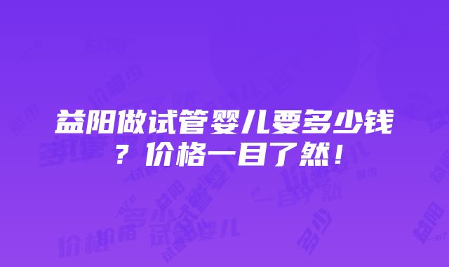 益阳做试管婴儿要多少钱？价格一目了然！