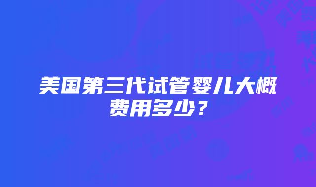 美国第三代试管婴儿大概费用多少？