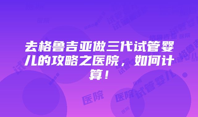 去格鲁吉亚做三代试管婴儿的攻略之医院，如何计算！