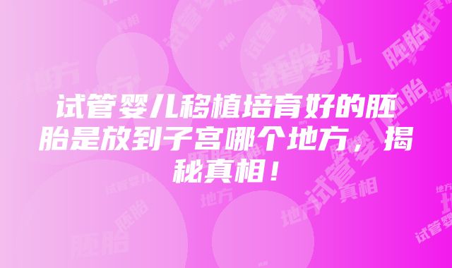 试管婴儿移植培育好的胚胎是放到子宫哪个地方，揭秘真相！