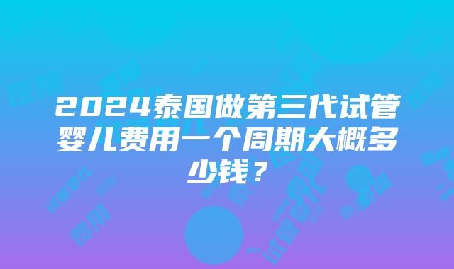 2024泰国做第三代试管婴儿费用一个周期大概多少钱？