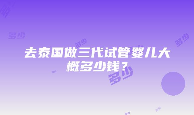 去泰国做三代试管婴儿大概多少钱？