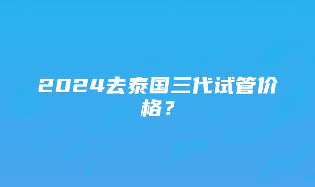 2024去泰国三代试管价格？