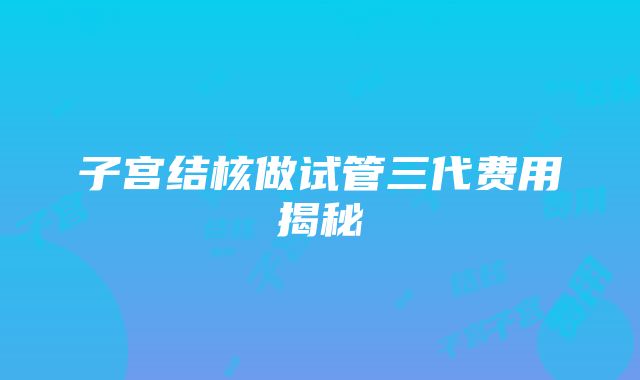 子宫结核做试管三代费用揭秘