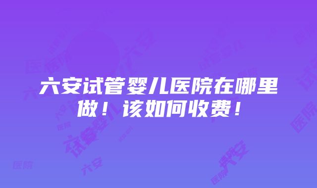 六安试管婴儿医院在哪里做！该如何收费！