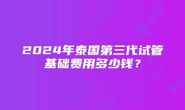 2024年泰国第三代试管基础费用多少钱？