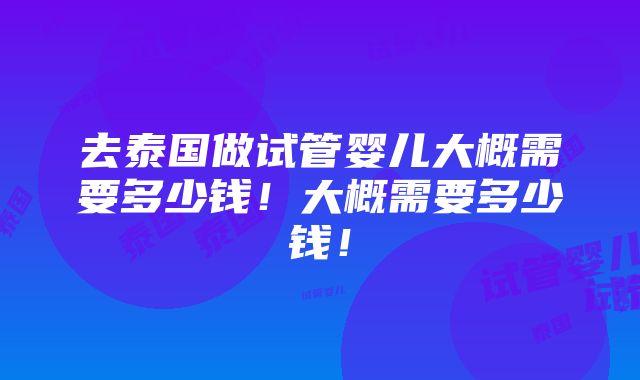 去泰国做试管婴儿大概需要多少钱！大概需要多少钱！