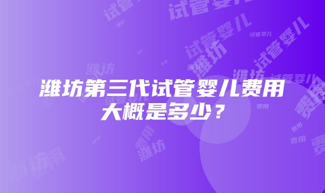 潍坊第三代试管婴儿费用大概是多少？