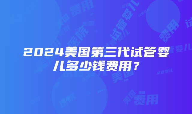 2024美国第三代试管婴儿多少钱费用？