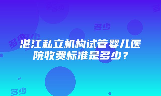 湛江私立机构试管婴儿医院收费标准是多少？