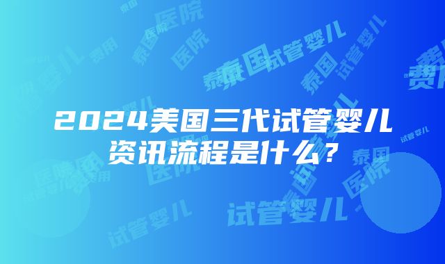 2024美国三代试管婴儿资讯流程是什么？