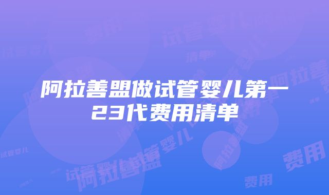 阿拉善盟做试管婴儿第一23代费用清单