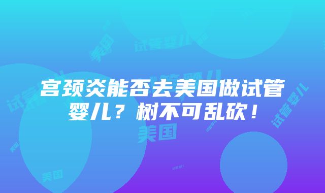 宫颈炎能否去美国做试管婴儿？树不可乱砍！