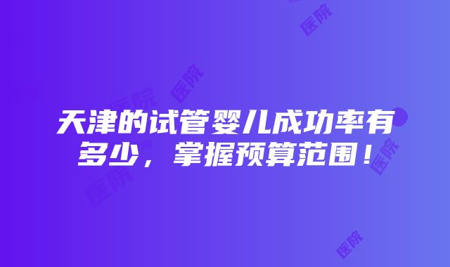 天津的试管婴儿成功率有多少，掌握预算范围！