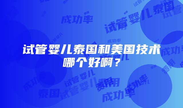 试管婴儿泰国和美国技术哪个好啊？