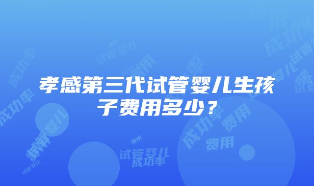 孝感第三代试管婴儿生孩子费用多少？