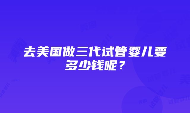 去美国做三代试管婴儿要多少钱呢？