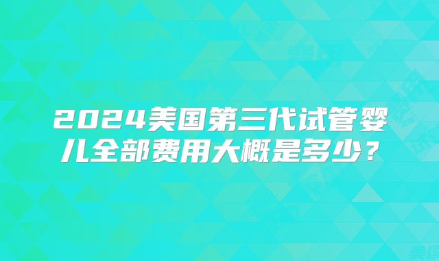 2024美国第三代试管婴儿全部费用大概是多少？