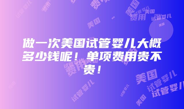 做一次美国试管婴儿大概多少钱呢！单项费用贵不贵！