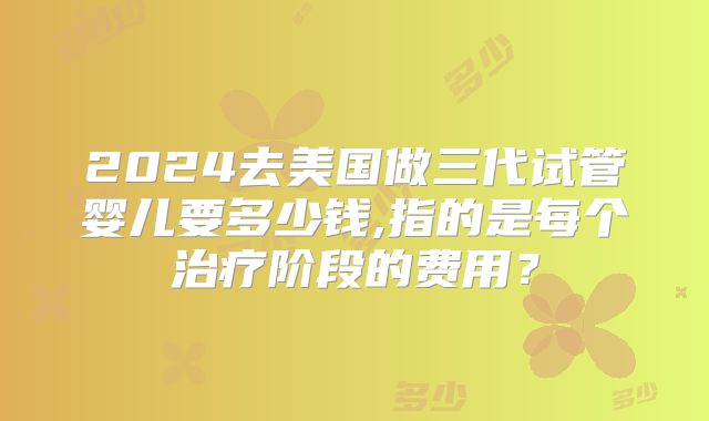 2024去美国做三代试管婴儿要多少钱,指的是每个治疗阶段的费用？