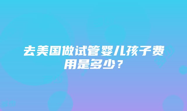 去美国做试管婴儿孩子费用是多少？