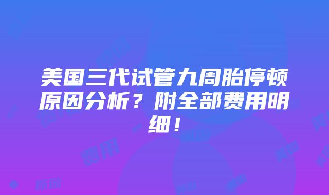 美国三代试管九周胎停顿原因分析？附全部费用明细！