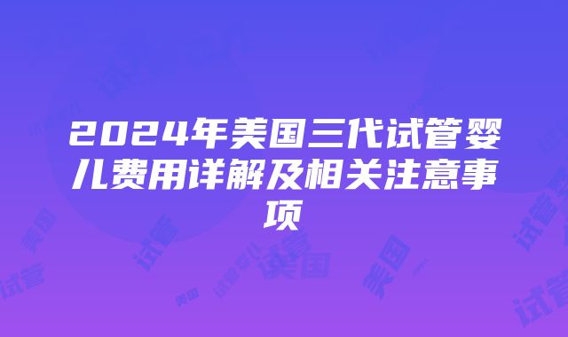 2024年美国三代试管婴儿费用详解及相关注意事项