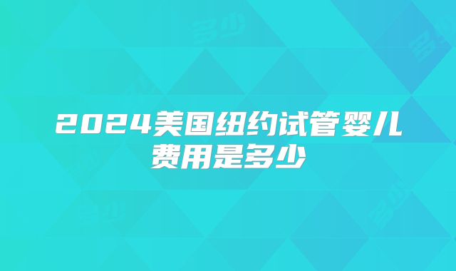 2024美国纽约试管婴儿费用是多少