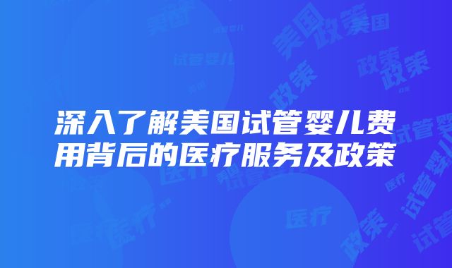 深入了解美国试管婴儿费用背后的医疗服务及政策