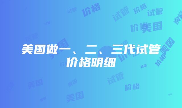 美国做一、二、三代试管价格明细