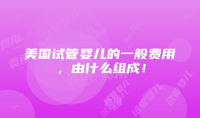 美国试管婴儿的一般费用，由什么组成！