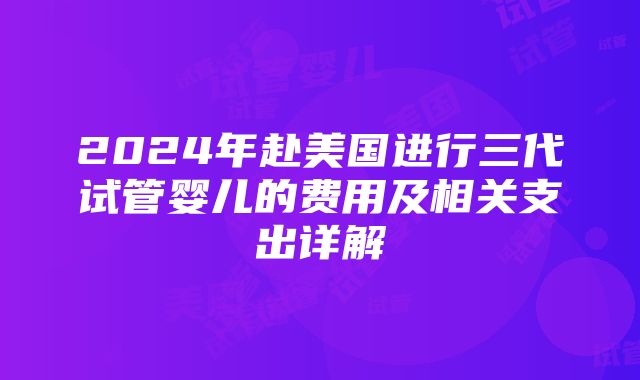 2024年赴美国进行三代试管婴儿的费用及相关支出详解