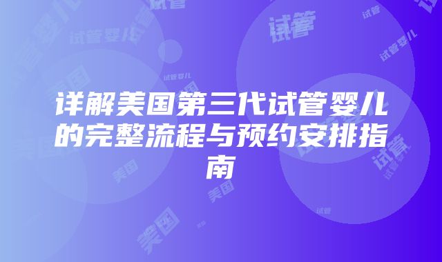 详解美国第三代试管婴儿的完整流程与预约安排指南