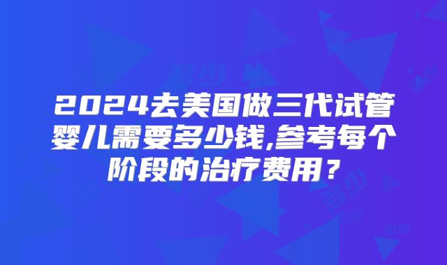 2024去美国做三代试管婴儿需要多少钱,参考每个阶段的治疗费用？