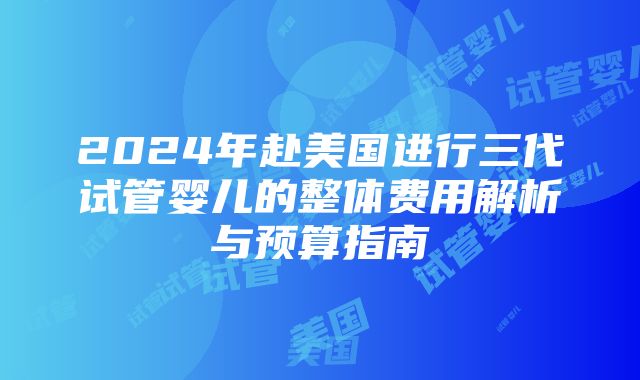 2024年赴美国进行三代试管婴儿的整体费用解析与预算指南