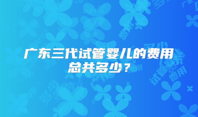 广东三代试管婴儿的费用总共多少？